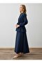 Poplin Fabric Waist Gathered Tunic & Skirt Set - Navy Blue - - 6