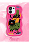 Oppo A6 Pro 5g Compatible Case Camera Protector Red Silicone Couple Phone Case Cat Pattern - 2