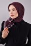 Burgundy Silk Cotton Scarf with Border Motif - 2