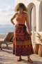 Purple Tie-Waist Allover Printed Casual Cotton Long Wrap Woven Skirt 102 70 - 7