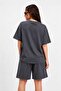 Women's Cherry Printed Shorts and Oversize Short Sleeve T-Shirt Shorts Set - 2