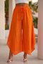 Orange Pocketed, Lined, Elastic and Tie-Waist, Wide Leg Casual Cotton Woven Trousers 98 66 - 3