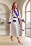Mecit 6359 Purple Women's Long Dressing Gown Nightgown Set - 3