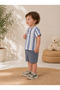 Baby Boy Striped Linen Look Shorts Set with Lace-Up Detail for Summer - 3
