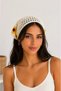 Women's Beige Knitwear Sunflower Motif Knitted Bandana Summer Hair Accessory Crochet Scarf Bohemian - 2