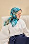 Twill Silk Scarf Art Pattern Turquoise 90X90 - 4