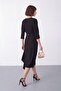 Women's Black Double-Breasted Collared Belted Midi Event Dress - 6
