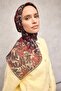 Cotton Polyester Scarf Black-Claret Red Beige Orange Botanical Patterned Soft Textured Durable 90X90
