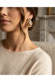Weave Patterned Drop Design Gold Color 316L Steel Women Earrings