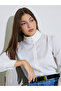 White Solid Ruffled Stand Collar Long Sleeve Shirt