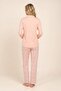 Women's Viscose Shirt Collar Floral Printed Buttoned Long Sleeve Pajama Set 9927 Salmon - 3