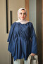 Women's Asymmetrical Cape Detailed Poplin Shirt Navy Blue - 2