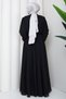 Women's Stone Detailed Belted Hijab Chiffon Evening Dress - 8