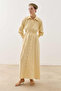 Piping Detailed Shirt Dress Yellow
