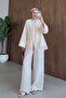Güneş Linen Button Detail Suit Beige - 3