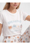 Rmz Gi̇yi̇m Farkiyla Zero Roba Collar Printed Women's Capri Pajama Set - 3