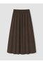 Özmarka New Season Brown Flared Skirt with Elastic Waist, 100% Cotton - 8