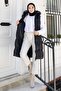 Long Quilted Inflatable Vest Black 6158 - 3