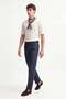 Navy Blue 100% Linen Pants with Buckle Detail - 3