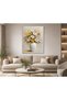 Beige Concept 3D Embossed Textured Yellow and White Flowers Design Canvas Painting |   Frameless Living Room Wall Decoration - 2