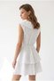 2200 Women's Ruffled Embroidered Flounce V-Neck Mini Dress White - 6