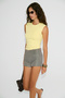 Toarmina Women's Soft and Flexible Fabric Zero Sleeve Round Neck Yellow Tank Top - 4