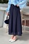 Belted Pocketed Hijab Skirt Navy Blue - 2