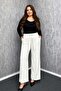 Women's Plus Size Wide Leg Lycra Fabric Pants with Belted Waist 3333
