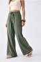 2202 Women's Strawberry Draped Elastic Wide Leg Loose Trousers Khaki - 2