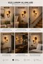 Modern Sconce Wall Lamp |   Amber Cracked Glass Single Wall Sconce |   Black Metal Body |   Living Room, Bedroom, Hallway Decorative Lighting - 3