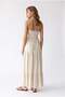 2204 Women's Halter Neck Lined Gathered Maxi Dress Beige - 4