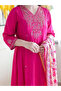 Pink Silk Salwar Kameez & Dupatta - ALV2036 | Pink-Size-M-38-Inches - 3