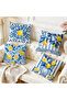Blue and Yellow Mediterranean Lemon Patterned Runner and Set of 4 Throw Pillow Covers - 4