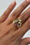 Steel Ladybug Figured Ring with Stone Detail Gold - 3