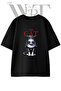 Nun Cat Design Printed Unisex Black Oversize T-Shirt