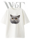 British Cat Design Printed Unisex White Oversize T-Shirt