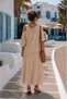 Women's V-Neck Strappy Long Pera Dress & Loose Short Sleeve Blouse Two-Piece Set - 5