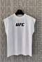 Ufc Front and Back Printed Zero Sleeve Crew Neck White Sports Tshirt and Red Sports Shorts Set - 2