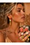 Coral Agate White Green Jade Yellow Natural Stone Look Gold Dangle Earrings for Women - 2