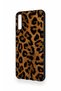 Samsung A70 Compatible Dark Leopard Leather Patterned Silicone Case - 3