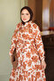 Tan Half Buttoned Sleeves Elastic Skirt Layered Dress - 3