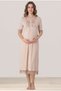 Women's Beige Lace New Season Buttoned Maternity Nightgown with Breastfeeding Feature - 3