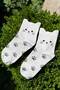 Unisex Cat Ear Paw Patterned Gray Melange Socks - 2