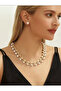 Sparkling Elegant Gold Color Leaf Pearl Necklace and Earring Set - 2