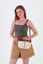 Flowers Versatile Strap Canvas Women's Handbag Brown - 7