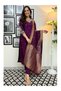 Purple Tesla Cotton Kurti Pant & Banarasi Dupatta Set - FFT8103 | Purple-Size:M-38-Inches - 3