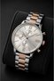 Men's Wristwatch Silver Rose Metal Band Silver Dial Roman Numeral Chronograph Look