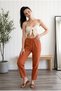Women's 100% Cotton Elastic Waist Carrot Cut Muslin Trousers - 5