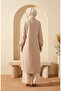 Muslin Fabric Buttoned Striped Tunic 0342-04 Beige - 5