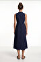 Sleeveless Midi Poplin Shirt Dress Lmx0093 Dark Blue - 8